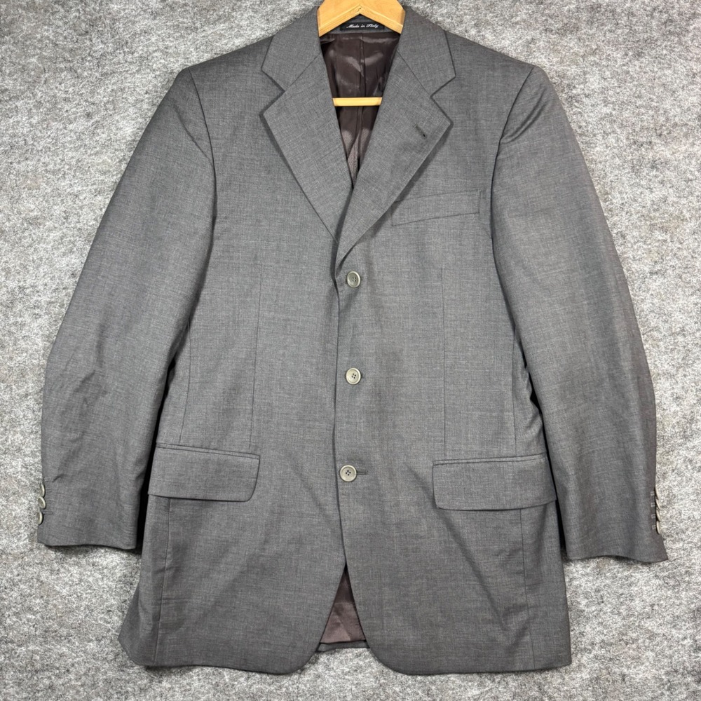 Ermenegildo Zegna Blazer Jacket Mens 46R Grey Tessuto Super 130 Wool Sport Coat